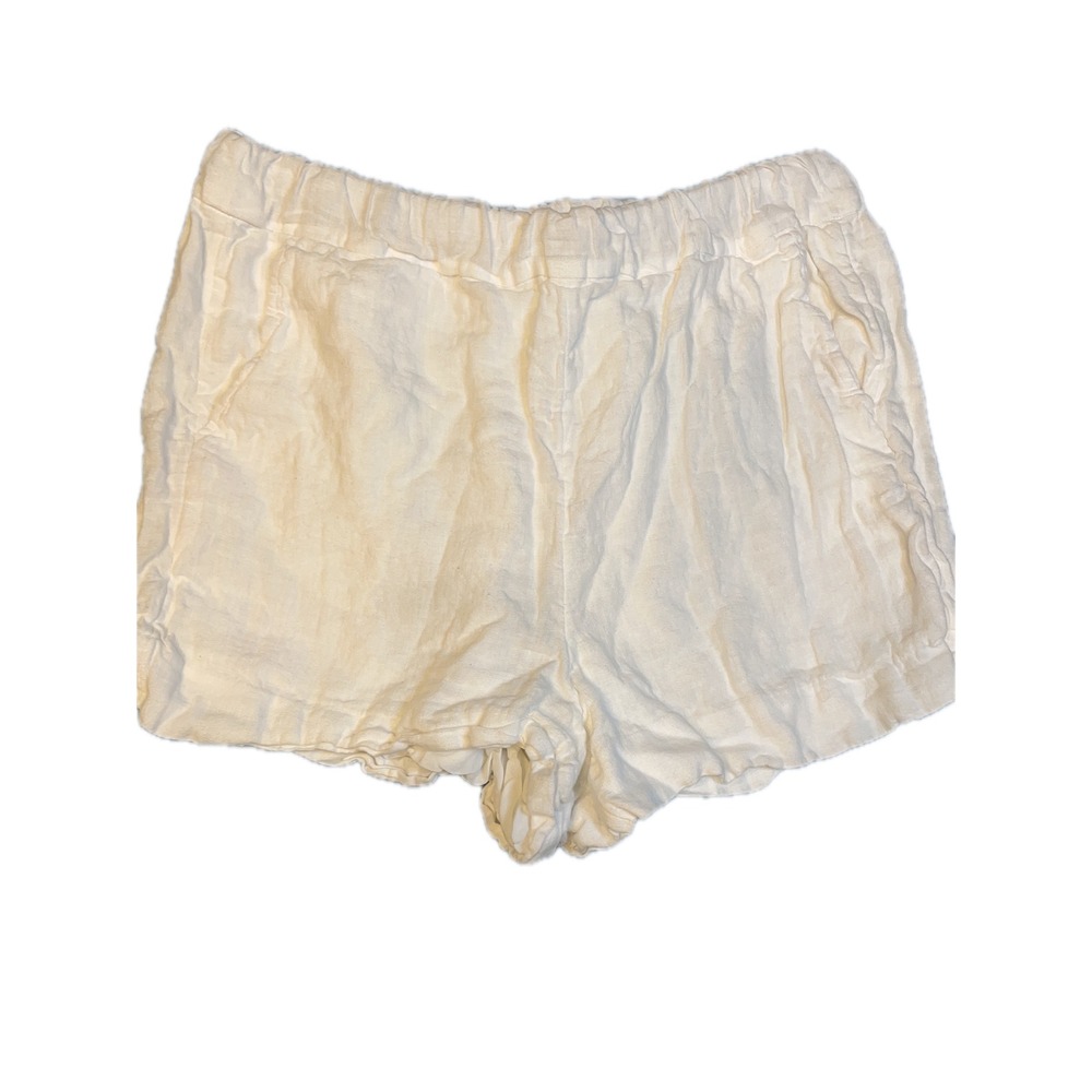 J Crew Linen Blend Shorts White Elastic‎ Waist Pockets Size M